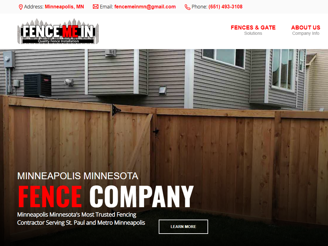 Photo of Fence Me In's Minneapolis, MN fence company website