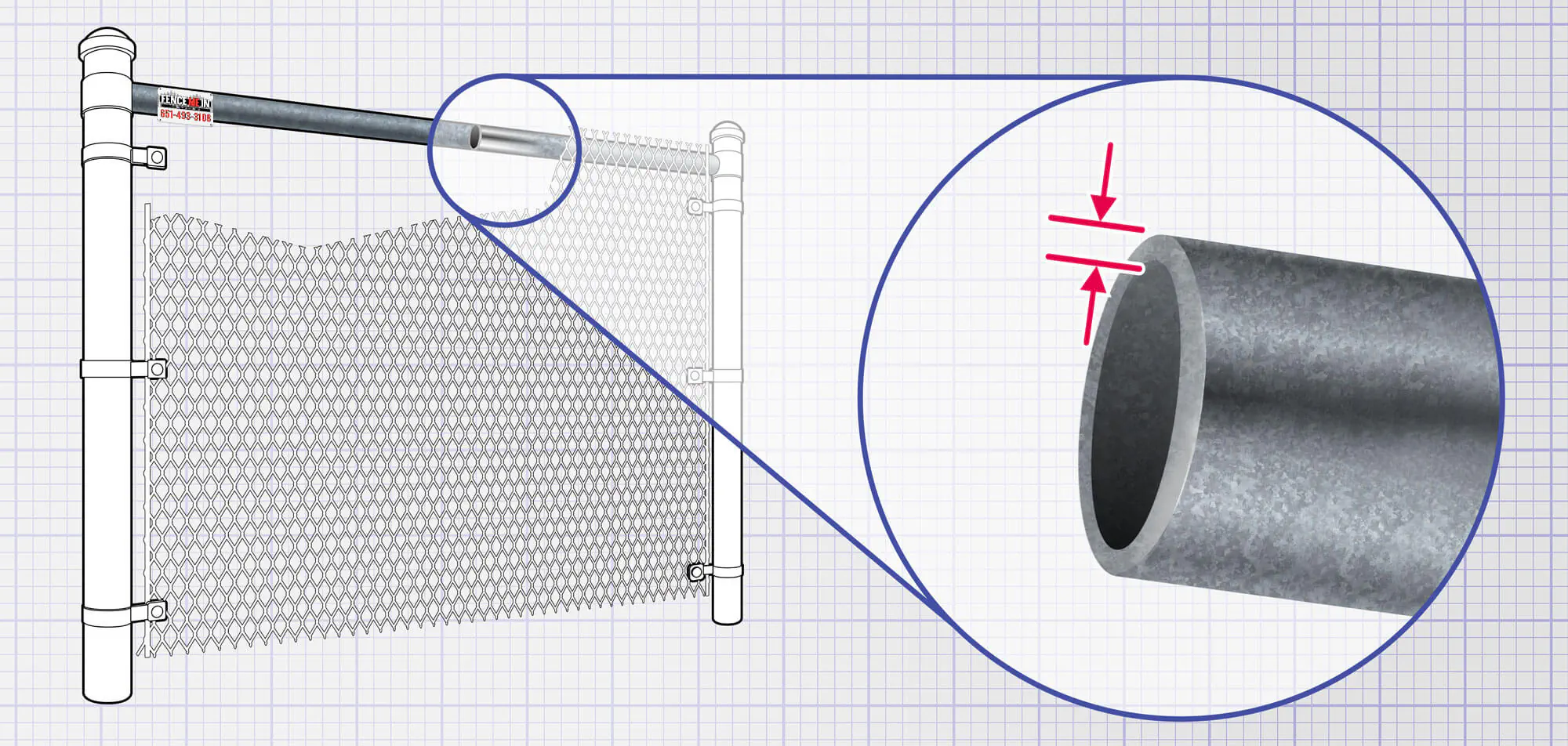 Features of our Minneapolis Minnesota chain link fence rails