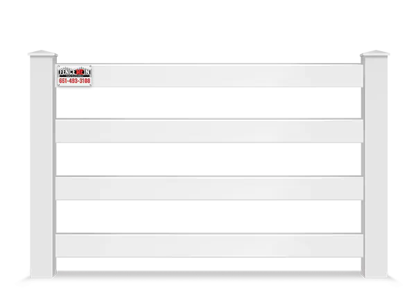 Vinyl Four-Rail Ranch Rail Fence in Minneapolis Minnesota