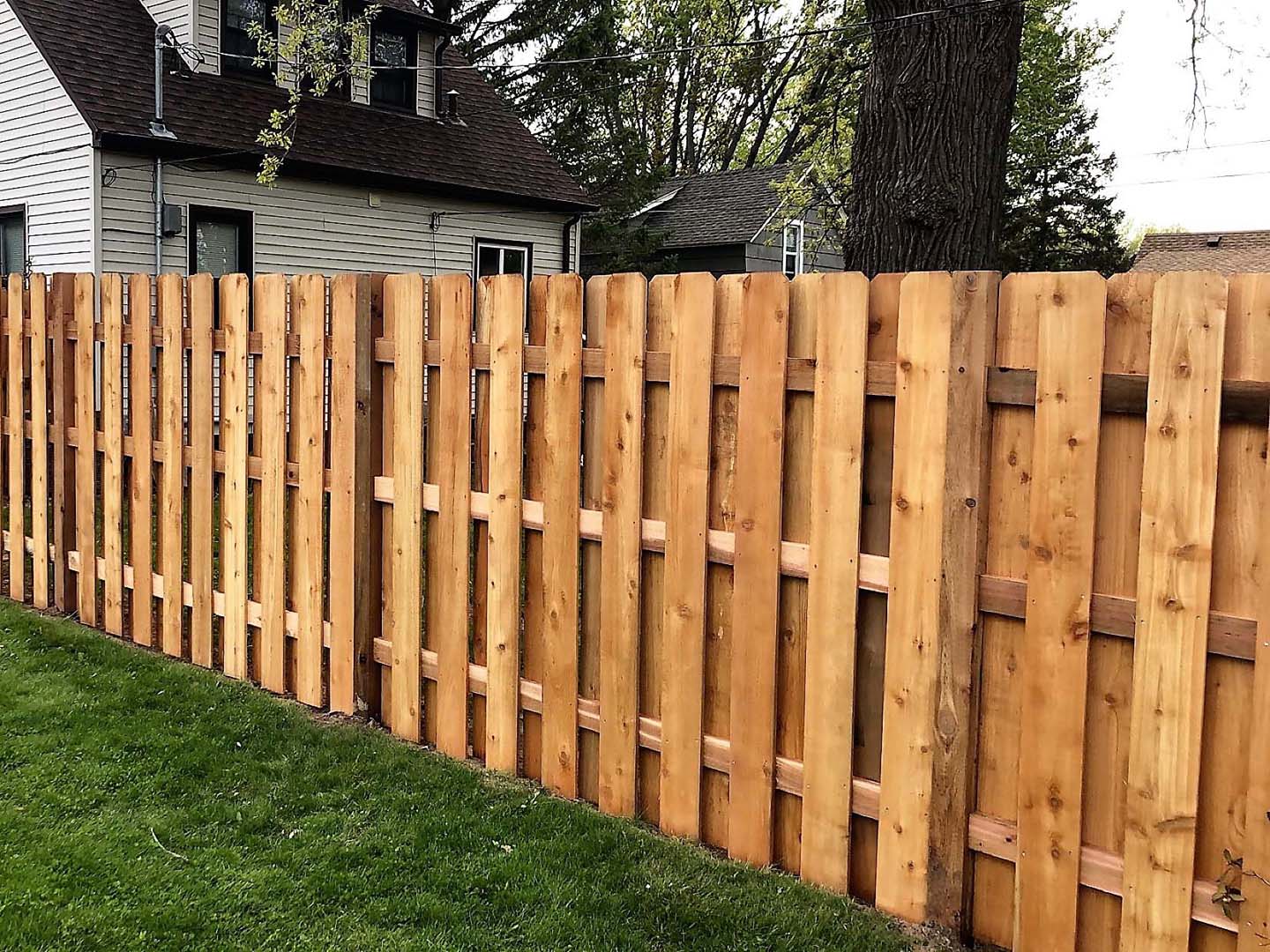 Lino Lakes MN Shadowbox style wood fence